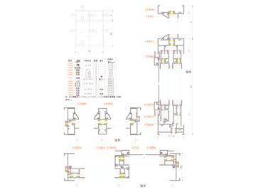 GT80 系列穿條式斷橋鋁合金推拉窗型材圖